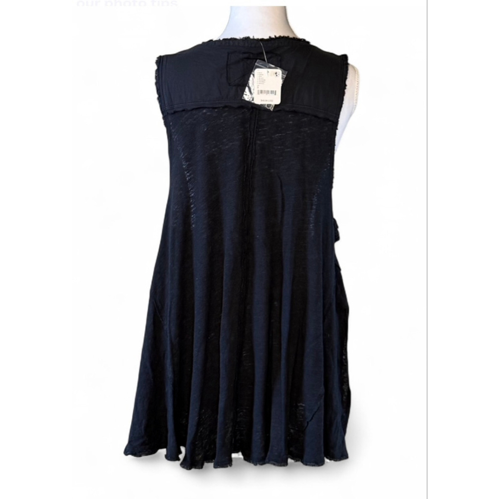 NWT Free People We The Free Black Linen Blend Sleeveless Tunic Top Size S - Picture 2 of 4